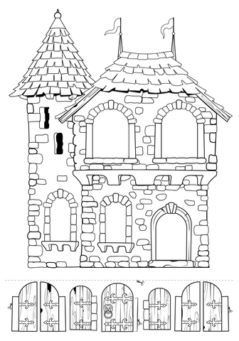 Create Castle House With Surprise Coloring Page